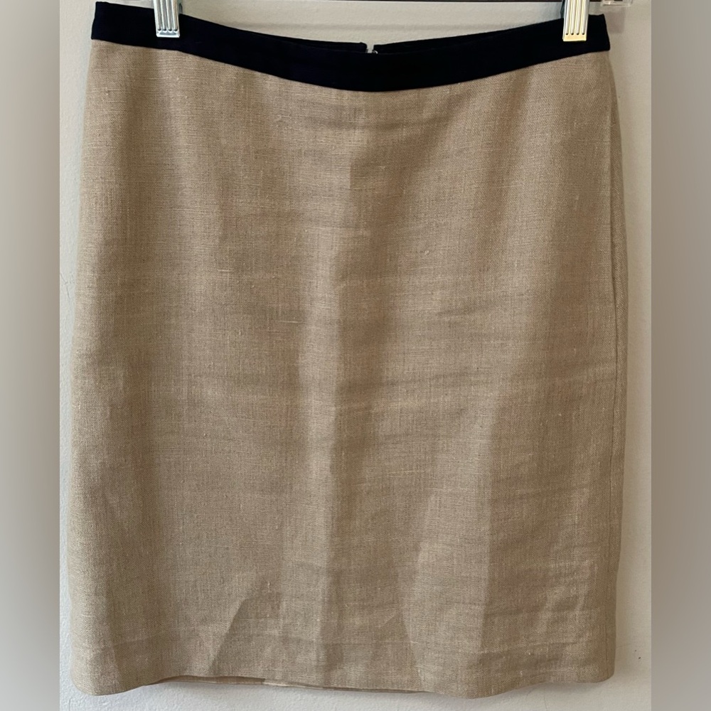J. Crew Cream and Navy Linen Jacket and Pencil Skirt Suit Set - Picture 6 of 13